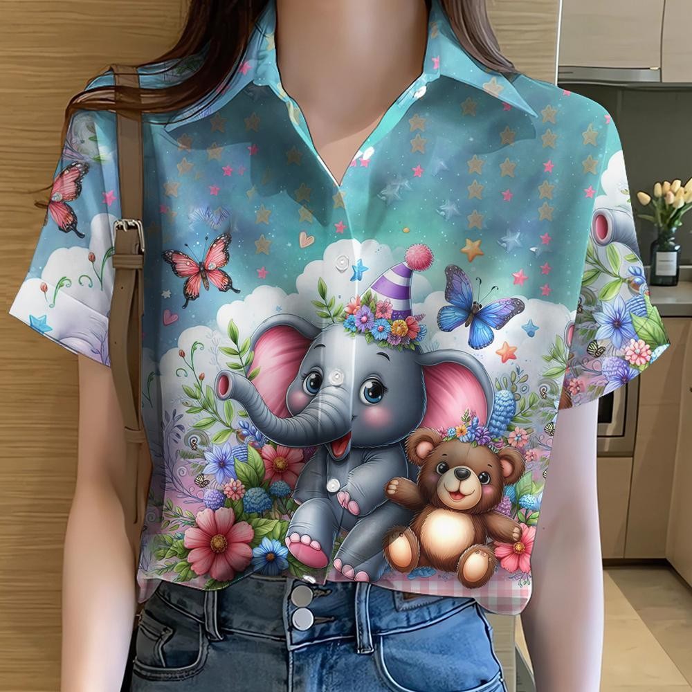เสื้อพิมพ์ลายช้าง/ลายดอก/กราฟฟิตี้ เสื้อฮาวายแขนสั้น รุ่น 06 thumbnail 7