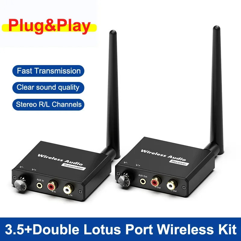 50M 2.4G Digital Wireless Audio Transmitter และอะแดปเตอร์ตัวรับสัญญาณ 3.5 มม.R/L AUX Converter สําหรับกล่องทีวี DVD แล็ปท็อปลําโพงบ้าน