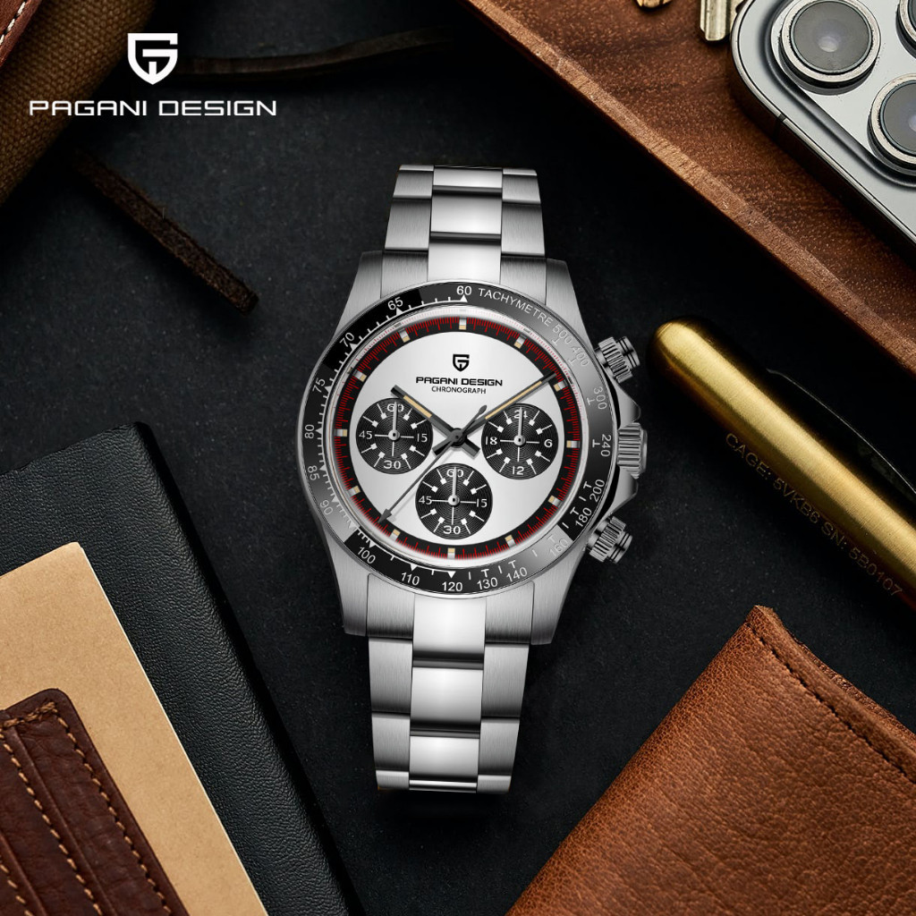 Pagani Design ต้นฉบับ 39mm นาฬิกาผู้ชาย seiko VK63 ควอตซ์ นาฬิกา ความหรูหรา นาฬิกาข้อมือผู้ชาย 100m