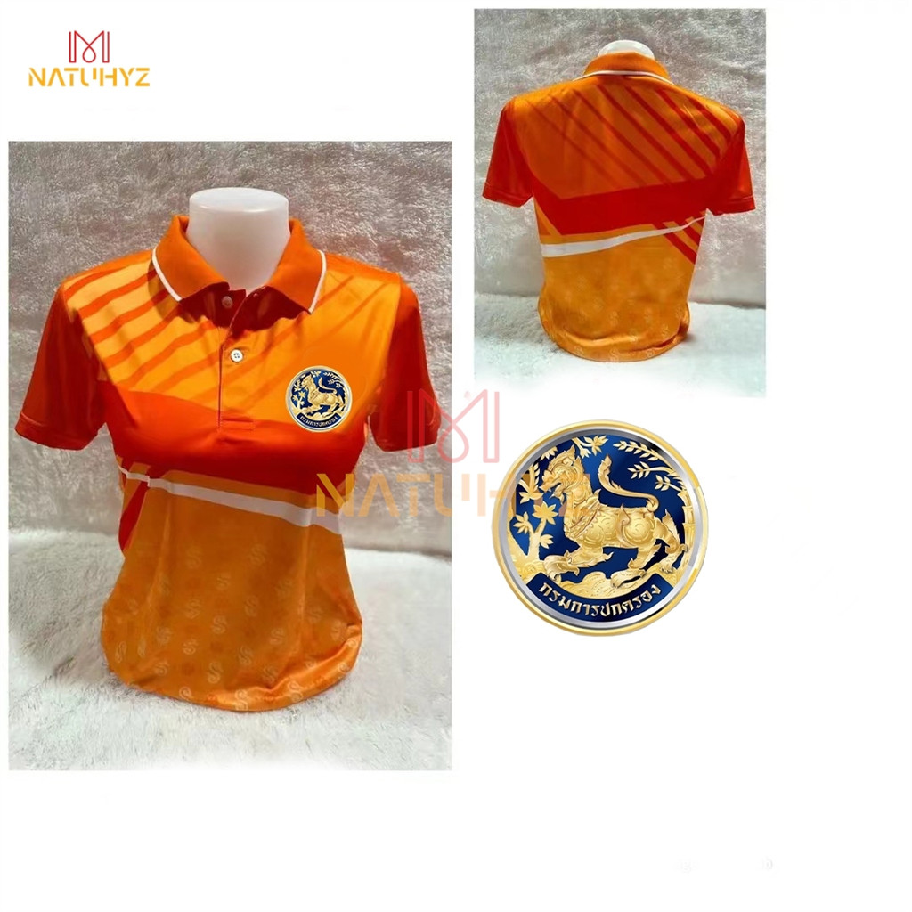 แถบสีส้ม เสื้อโปโล พิมพ์ลาย ทรงผู้ชาย ทรงผู้หญิง รูปที่ 3