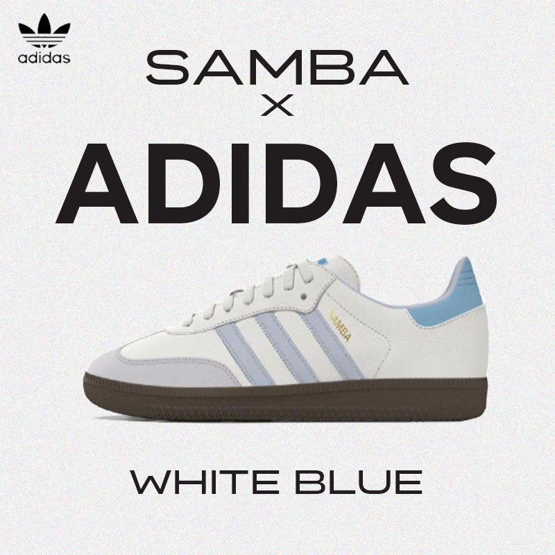 100% Originals Adidas Samba  white blue  ID2055