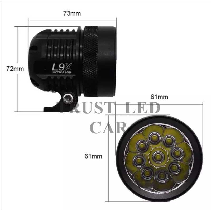 ❤ ไฟสปอร์ตไลท์มอไซค์ LED รุ่น L9x สว่างกว้าง สว่าง 9,000 Lm.