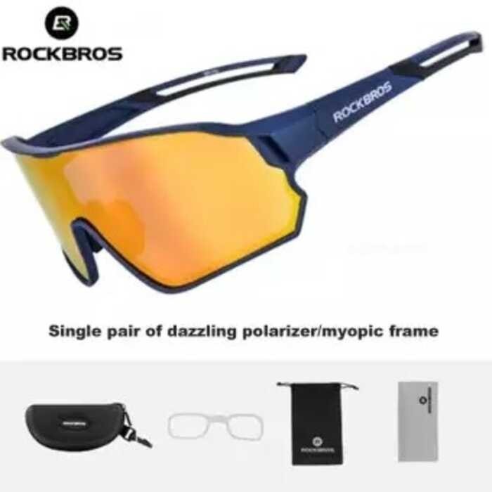 ❤ 【Local Delivery】Rockbros Polarized Sunglasses For Men Full Rim Cycling Shades Wide Goggles Li