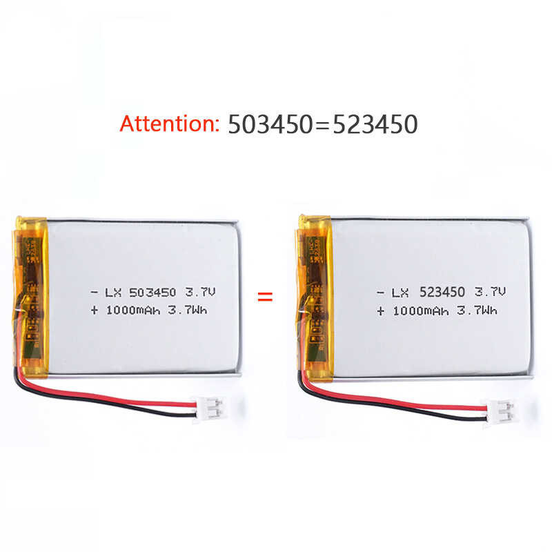 ➧ 10Pcs 503450 / 523450 3.7V 1000Mah แบตเตอรี่ลิเธียมโพลิเมอร์แบบชา