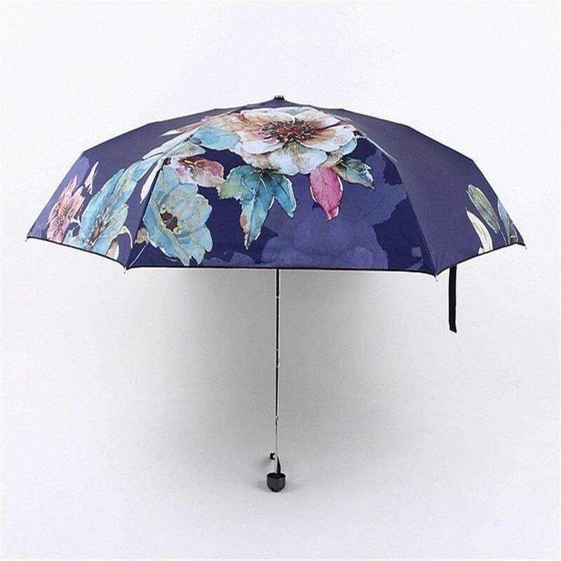 ❤ YCHIC New Fashion Print Five Fold Sun UV Protection Rain Umbrella