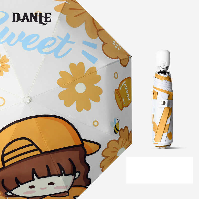 ❤ Sun Protection Girl Sunshade Five-Fold Small Portable Folding Fully Automatic Sun Umbrella