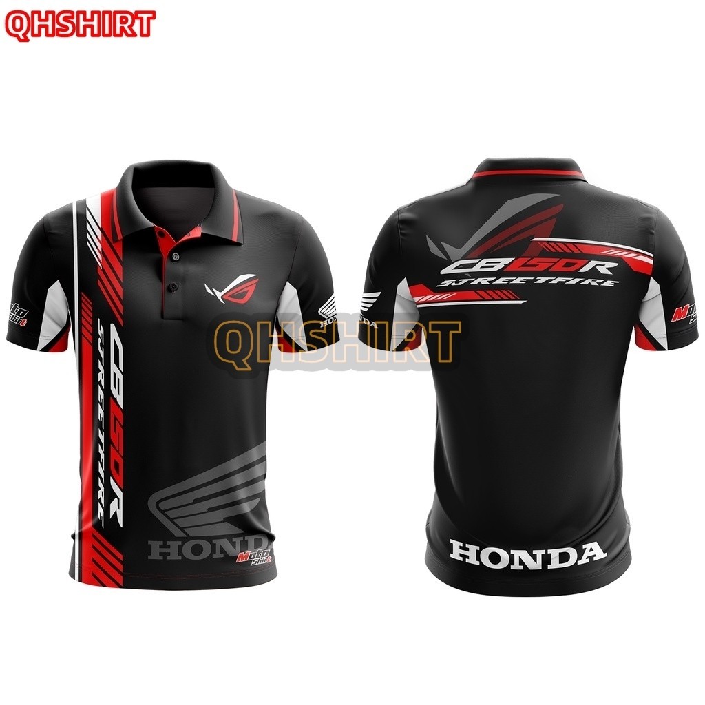 "HONDA HON เสื้อคอปกแขนสั้น เสื้อโปโลแขนสั้นลำลองสำหรับผู้ชายและผู้หญิง  "