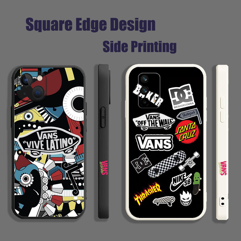 ปลอกสําหรับRealme C11 C12 C15 5 5i 5s C21Y Van vintage Artความงามโลโก้สีดําQT008 เคสโทรศัพท์สแควร์ขอ