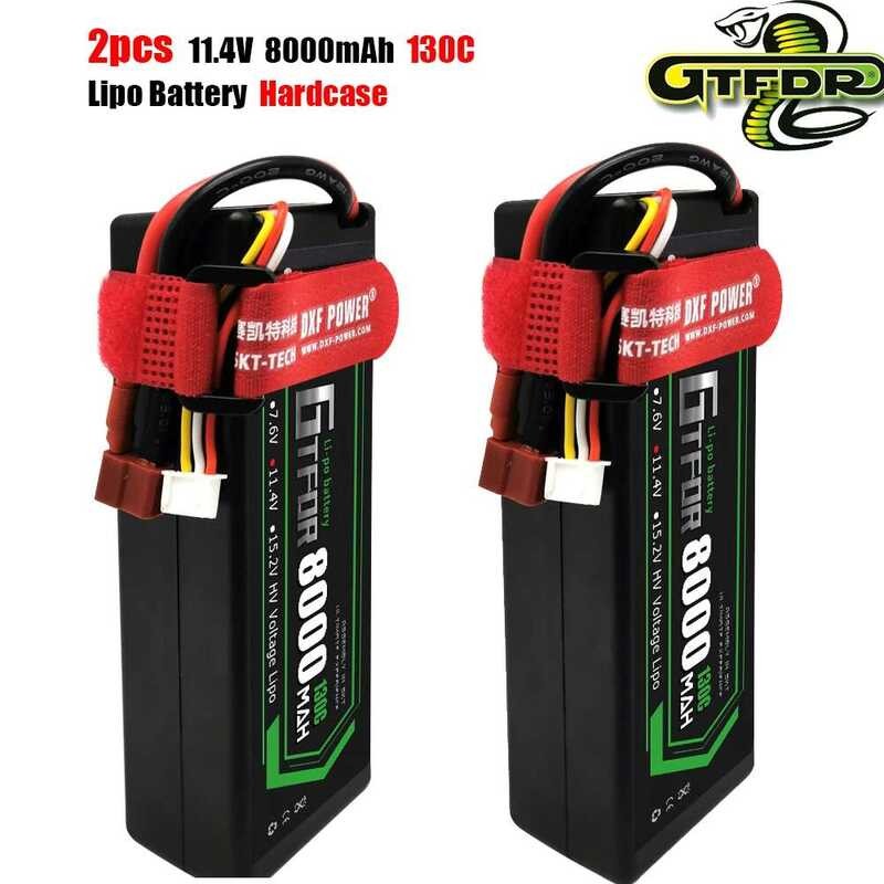 ❥ GTFDR 2Pcs แบตเตอรี่ Lipo 2S 3S 4S 7.6V 11.4V 15.2V 8000Mah 130C 260C 140C 280C HV Hardcase ส