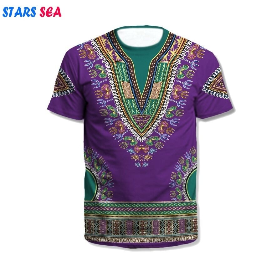 เสื้อยืดเครื่องแต่งกายแห่งชาติแอฟริกันการพิมพ์ 3 มิติฤดูร้อนใหม่