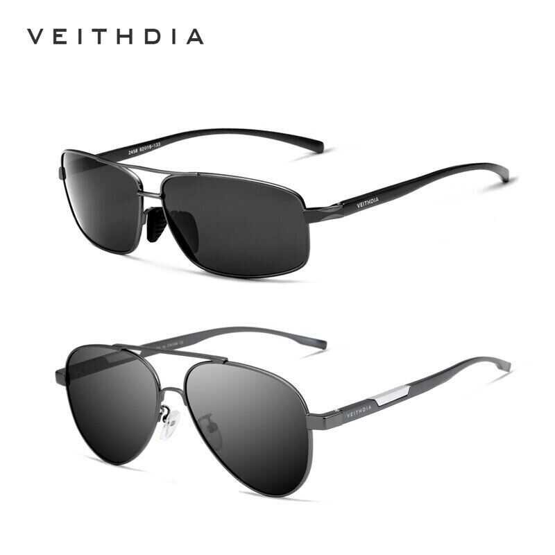 9 3 2Pcs VEITHDIA Men Vintage Aluminum Polarized Sunglasses Classic Brand Sun Glasses Photochromic