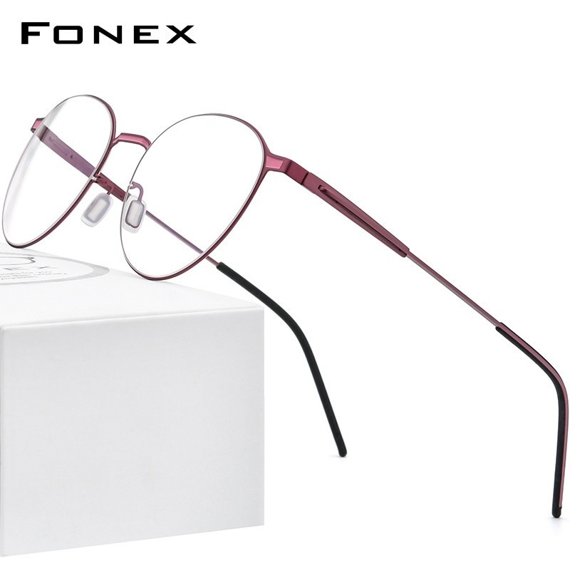 Fonex กรอบแว่นตาอัลลอย 2021 สไตล์วินเทจเกาหลีสําหรับผู้หญิงผู้ชาย