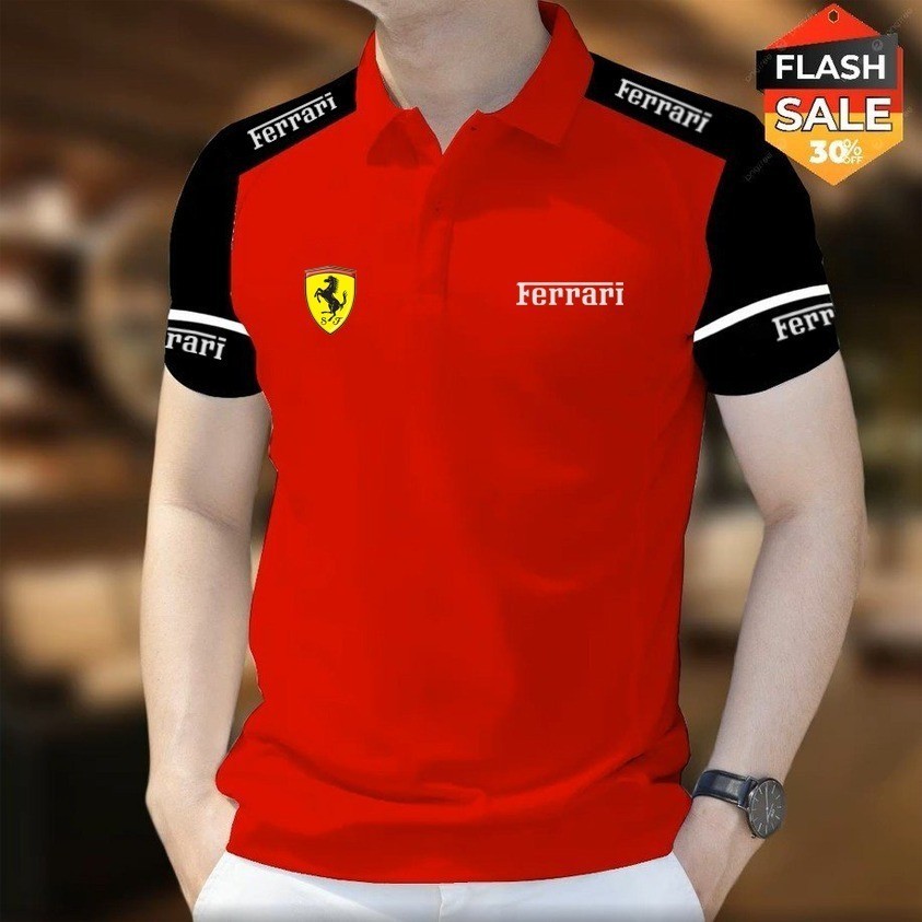เสื ้ อโปโล FERARI ออกแบบด ้ วยผ ้ าจระเข ้ พรีเมี ่ ยมแขนสั ้ นหรูหราเป ็ นพิเศษ 2024 ใหม ่