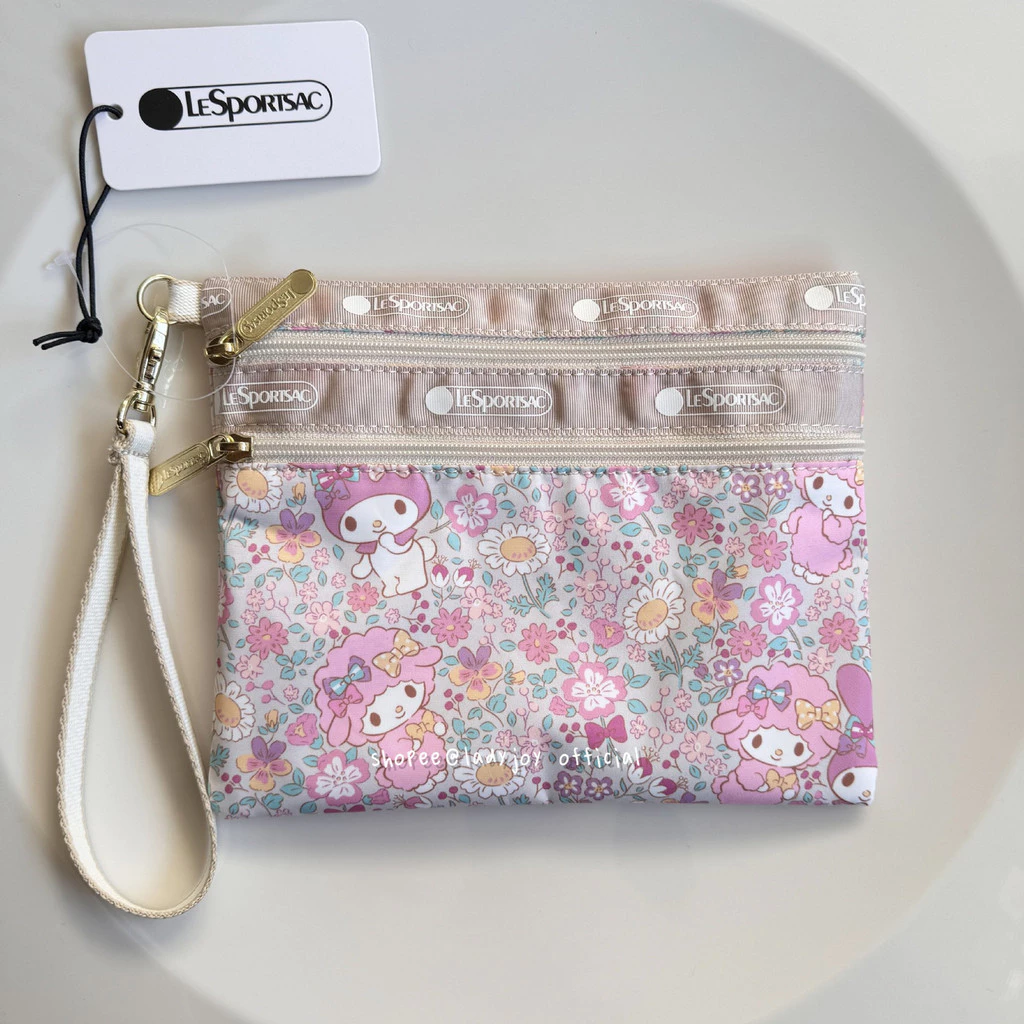 Japan Melody Hand Strap Bag Two Zipper กระเป ๋ าเครื ่ องสําอางกระเป ๋ าใส ่ เหรียญกระเป ๋ าโทรศัพท ์ มือถือ