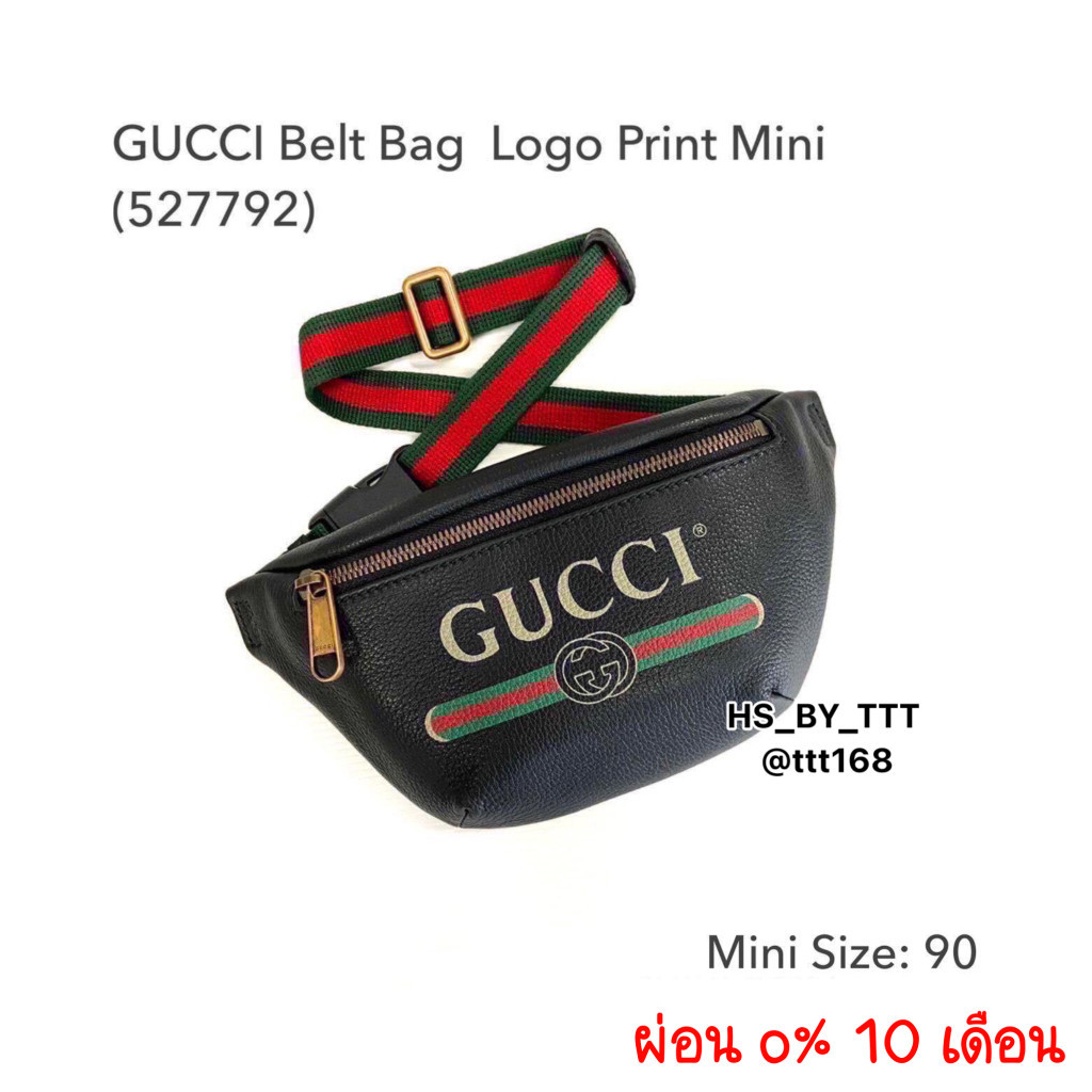 ♞,♘,♙GUCCI Belt Bag Logo Print Mini iBlackfor men ของแท้