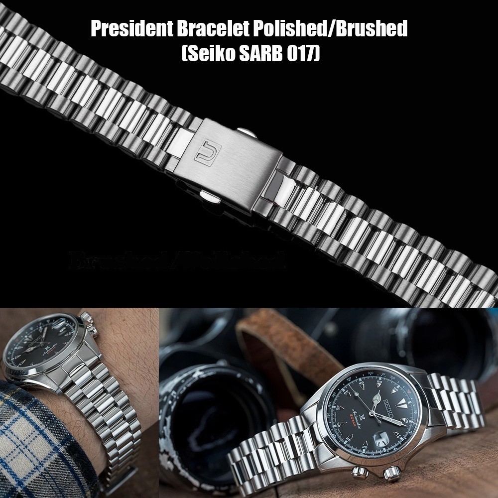 ♞สายนาฬิกา แบรนด์ Uncle Seiko รุ่น President Bracelet Polished/Brushed for Seiko Alpinist (SARB017)