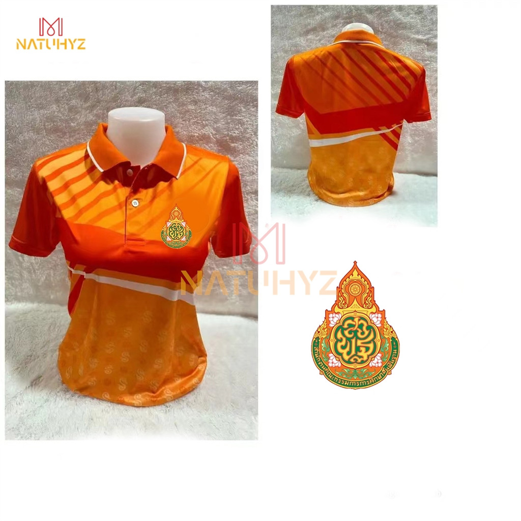 แถบสีส้ม เสื้อโปโล พิมพ์ลาย ทรงผู้ชาย ทรงผู้หญิง รูปที่ 2