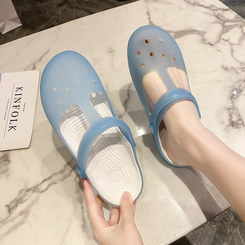 Women's jelly sandals Breathable Roman shoes Korean fashion shoes thick soles non-slip
