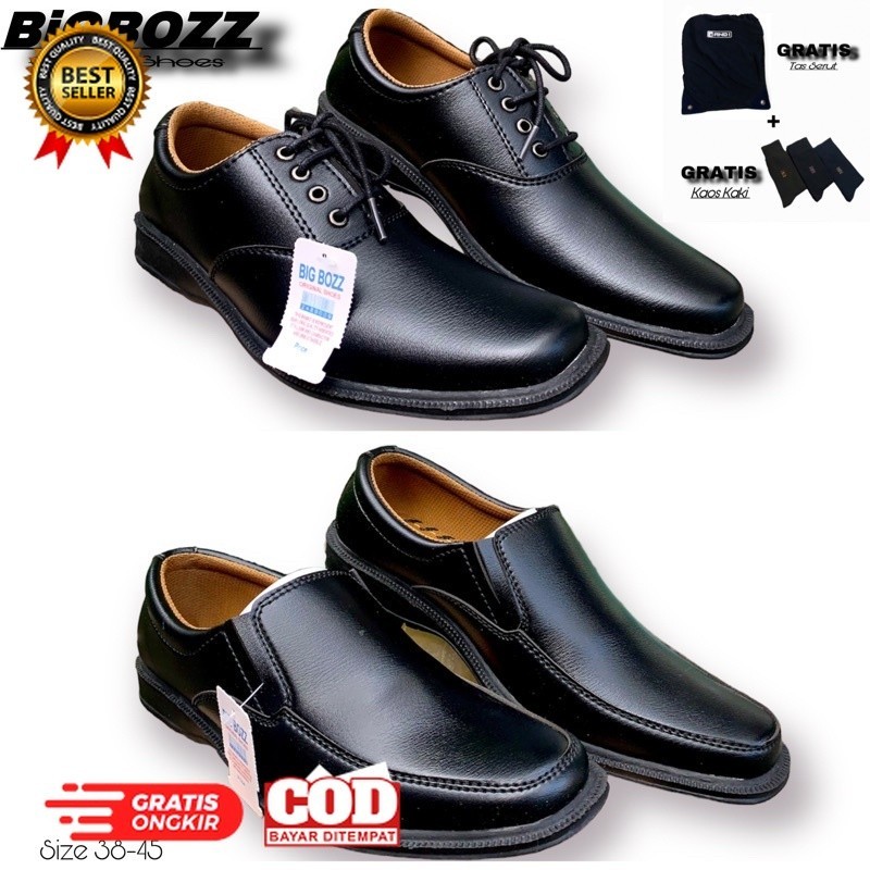 Hitam Original-ผู ้ ชายรองเท ้ าLoafersสีดําทํางานLoafersทํางานLoafersบริการLoafers FORMALรองเท ้ า