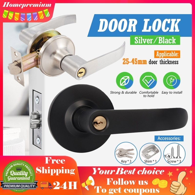 ฮาร ์ ดแวร ์ Doorknob Lever ประเภทอลูมิเนียมอัลลอยด ์ Lockset ลูกบิดประตู Anti-Corrosion Handle Lock พร ้ อมคีย ์