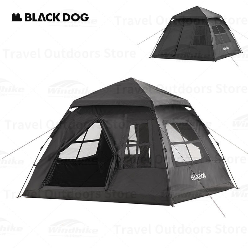 Naturehike BLACKDOG 150D Polyester Automatic Camping Tent 3-4 Person Travel Tent Thickened UPF50+ PU3000mm Quick Open