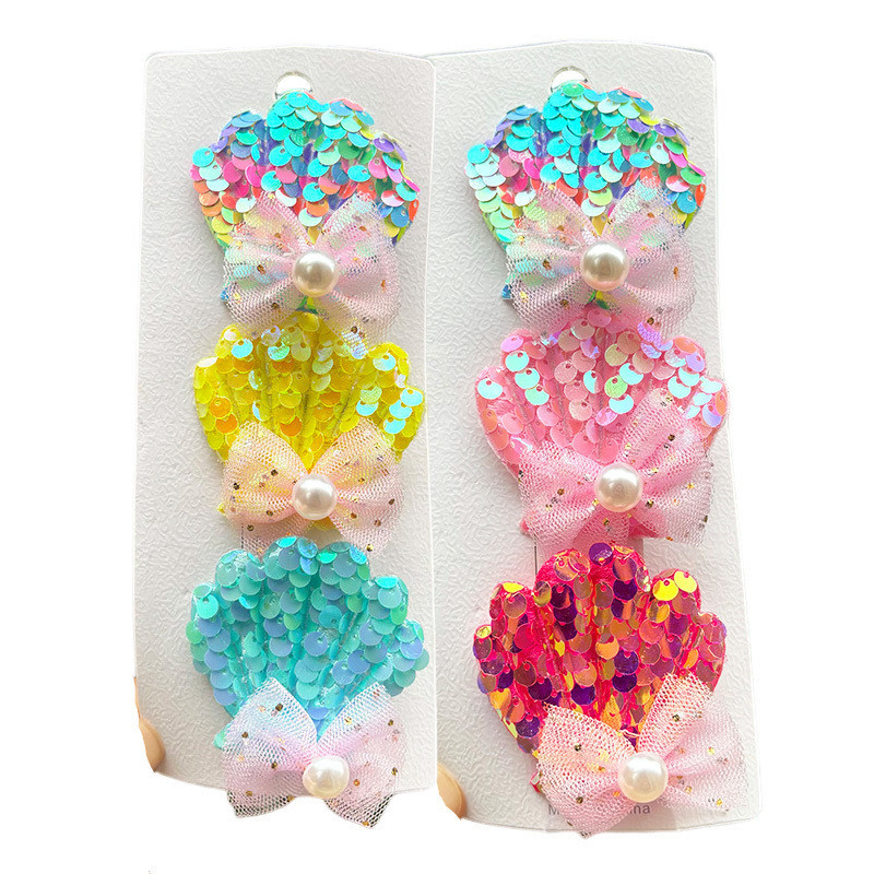 2pcs ใหม ่ น ่ ารักการ ์ ตูนเลื ่ อมเปลือกหอยสาว Hairpins เด ็ ก Headwear Hairgrip คลิปผมอุปกรณ ์ เสริมผม