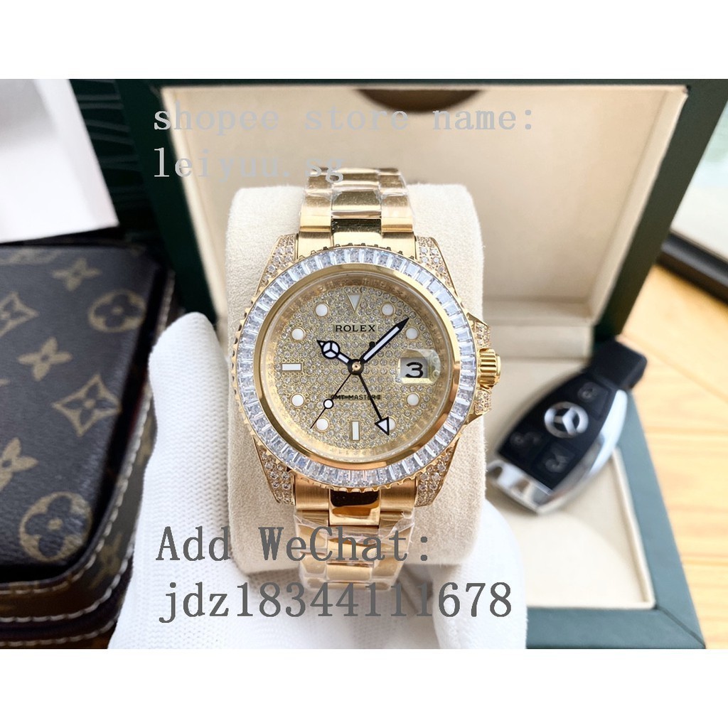 Rolex GMT Full Diamond Series 41mm นาฬิกากลไกแฟชั ่ นผู ้ ชาย