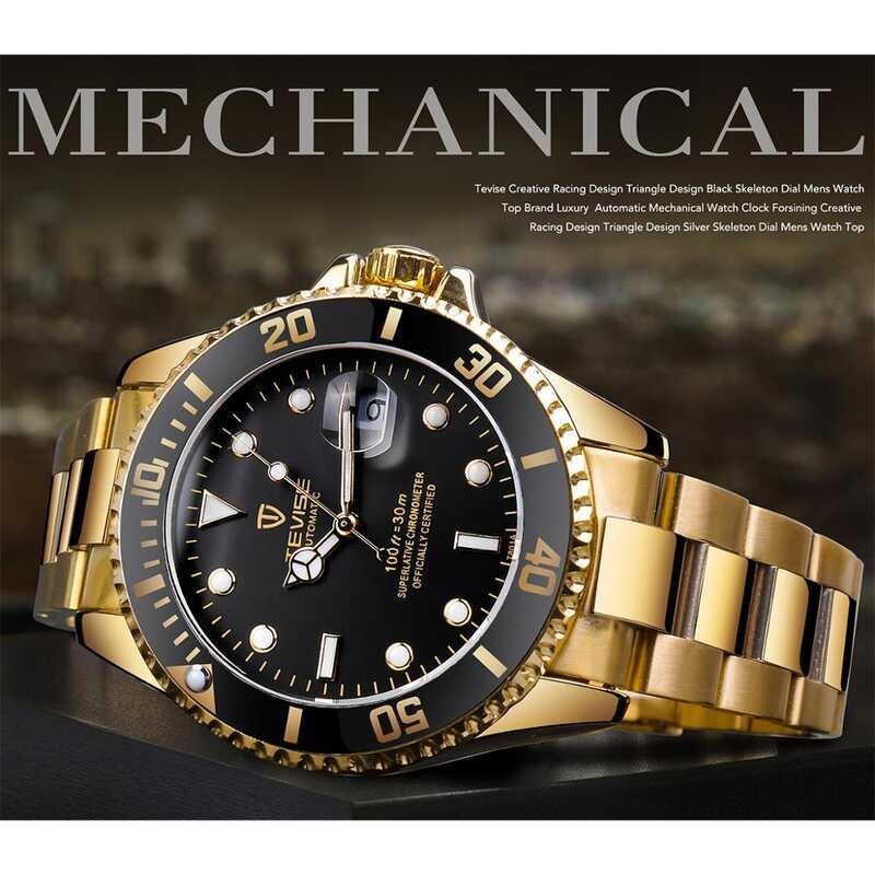 TEVISE ปฏิทินทองกันน้ำสแตนเลสสตีลผู้ ⌚2023ความหรูหราของ