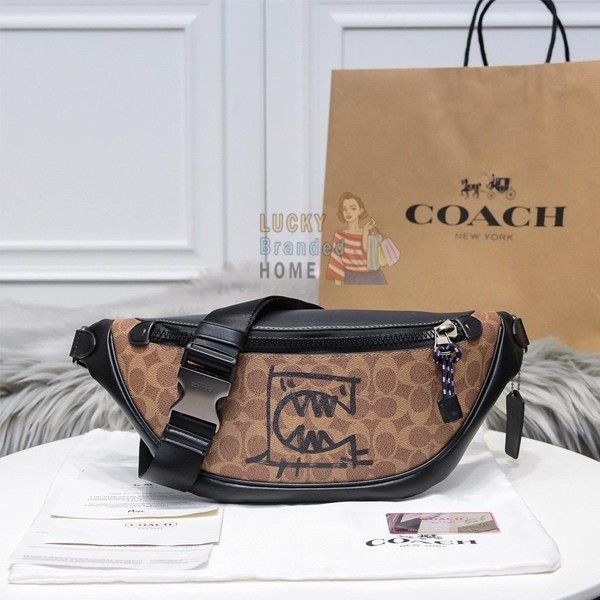 Coach Bag 75761 RIVINGTON Belt Bag Signature Canvas With Rexy 100 % ORIGINAL