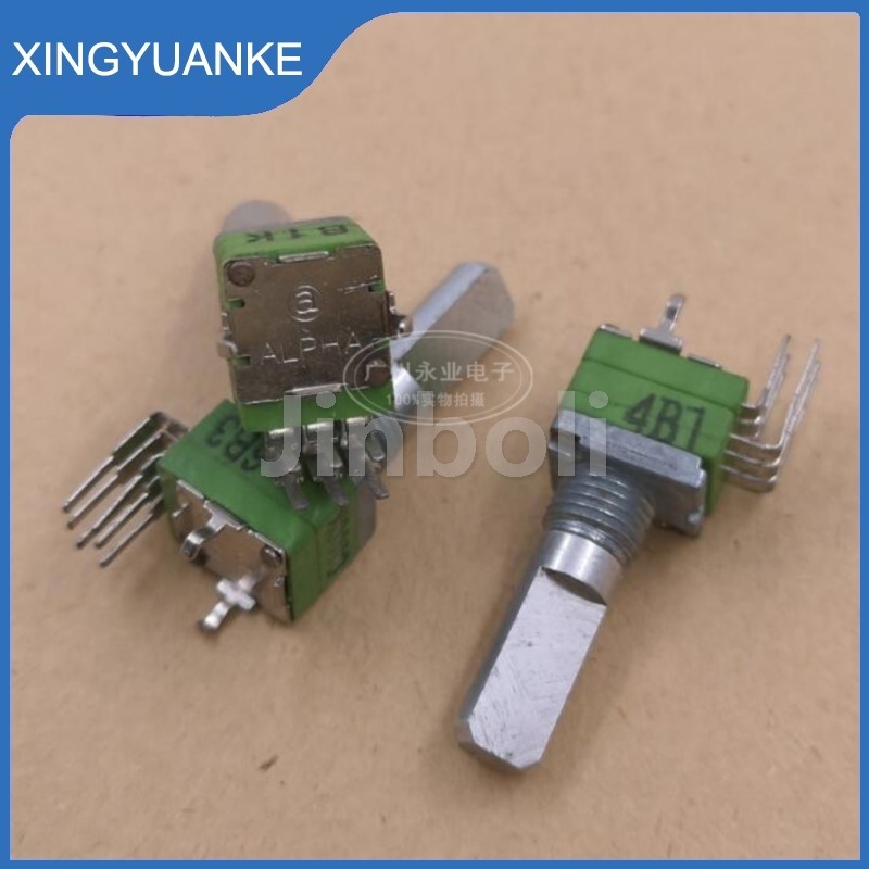 1PCS RK097 ประเภทคู่แนวตั้ง Bent เท้า 6Pins B1K C100K ปรับระดับเสียง Potentiometer ครึ่งเพลาความยาว 