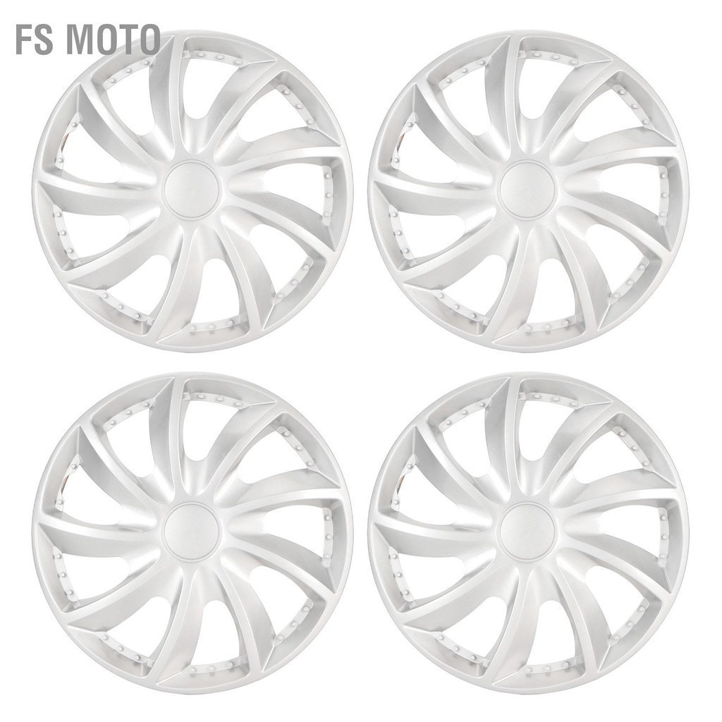 FS Moto 4pcs 13in Wheel Hub Caps Scratch Resistant Universal Rim Cover for Cars Trucks Vans Silvery