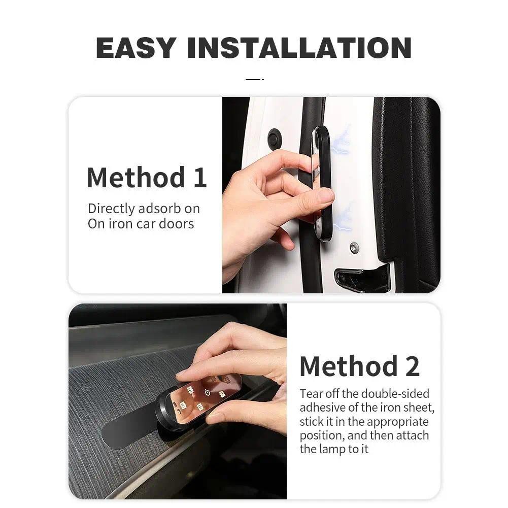 🚚ท้องถิ่น🚚 4 ชิ้นของไฟเตือนรถที่มีสีสัน,ไฟ นํา อินฟราเรดโดยรอบสามารถติดตั้งบนประตูรถสําหรับแสงที่สะดวก - รูปที่ 3