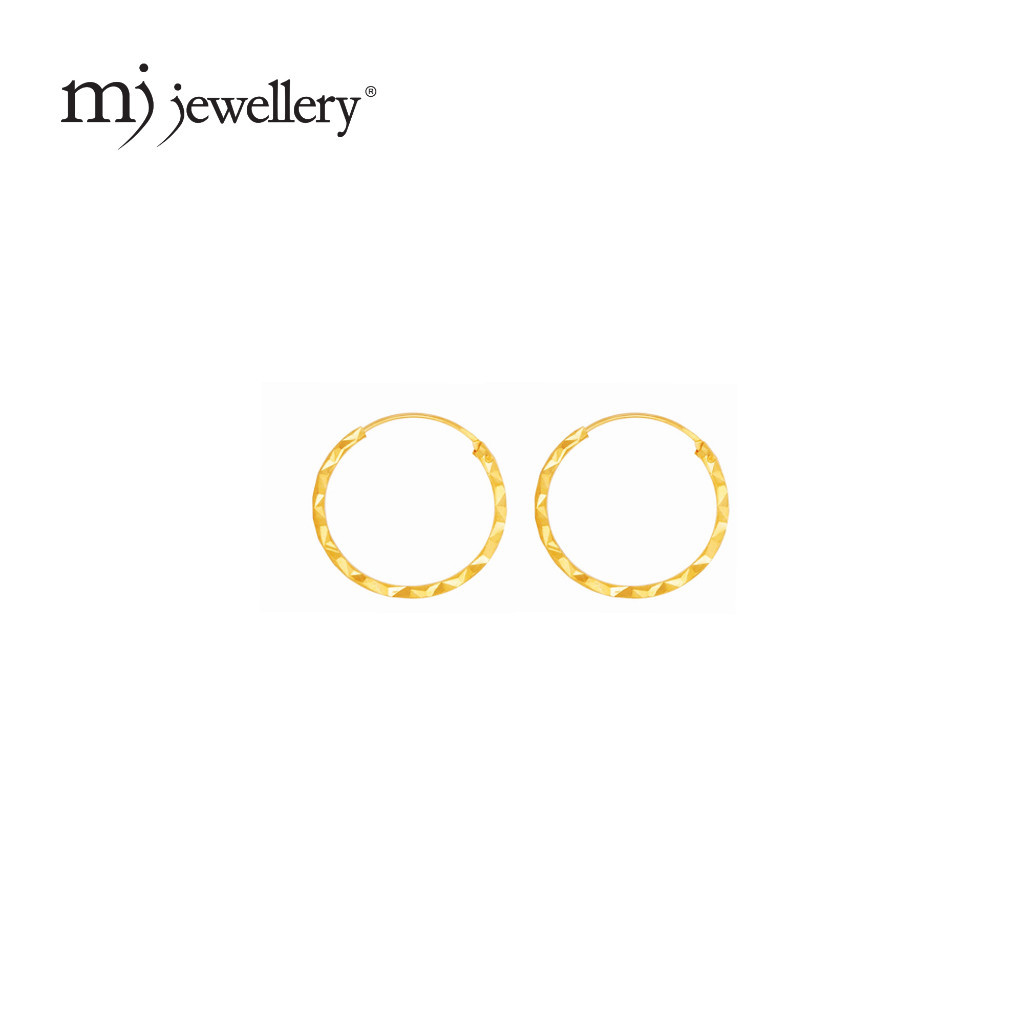 Mj Jewellery 375/9K ต่างหูทองทรงกลม S77B