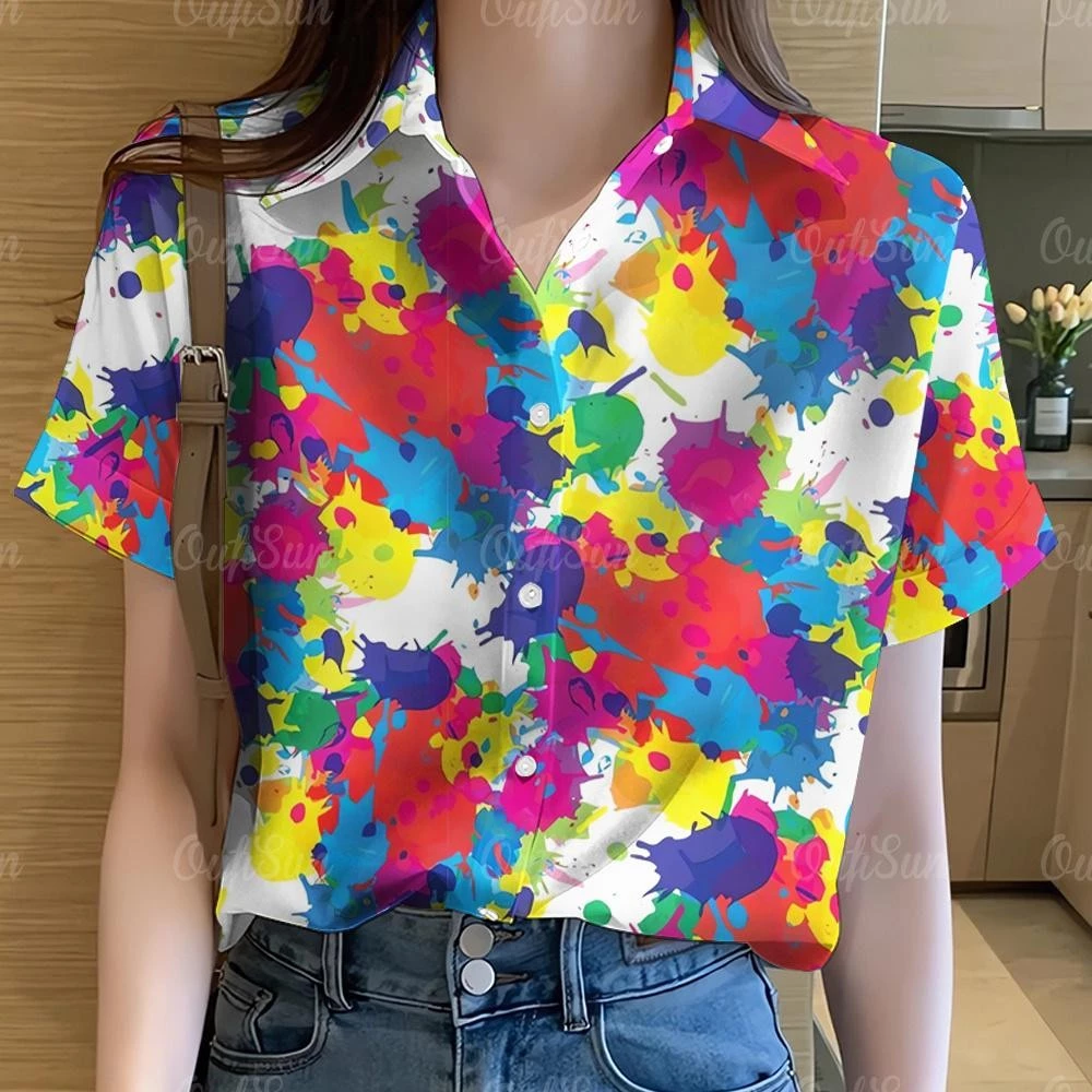 เสื้อฮาวายดอกไม้แขนสั้น สำหรับผู้หญิง