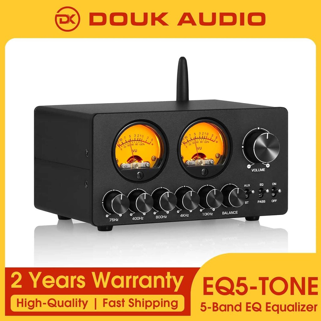 Douk Audio EQ5 TONE Mini 5-Band EQ Equalizer พร้อมตัวรับสัญญาณบลูทูธ 3.5 มม.AUX เสียงสเตอริโอ Bypass