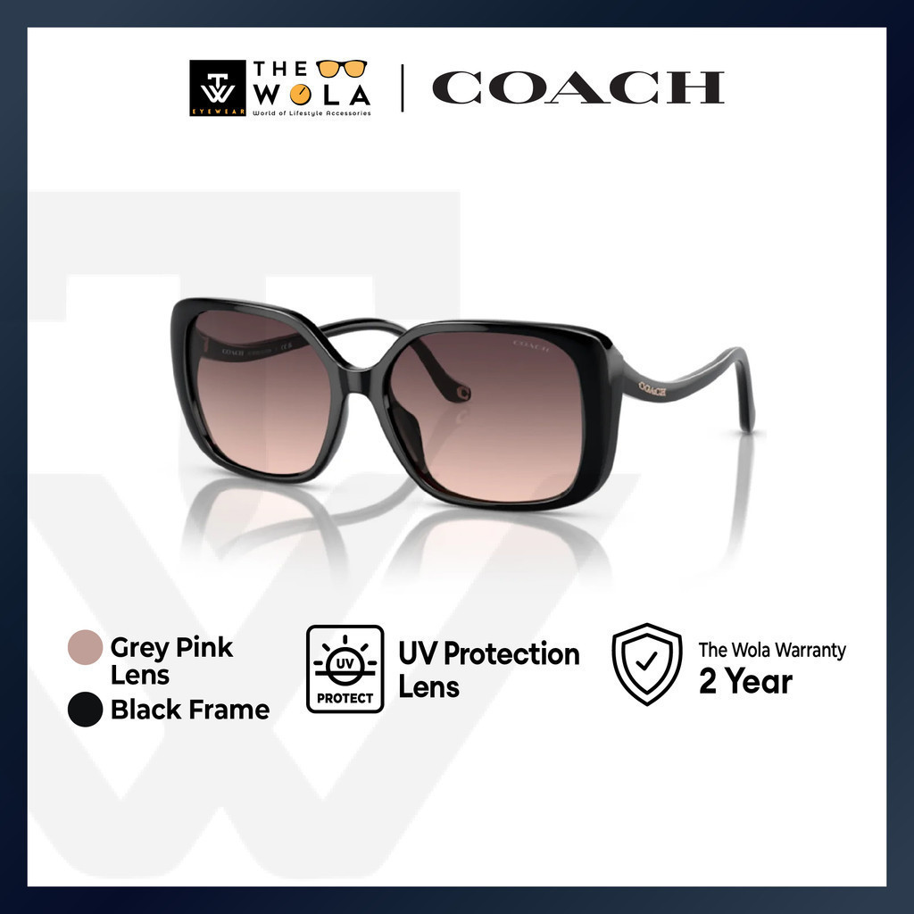 Coach แว่นตากันแดด กรอบสี่เหลี่ยม สีดํา สําหรับผู้หญิง - HC8376U