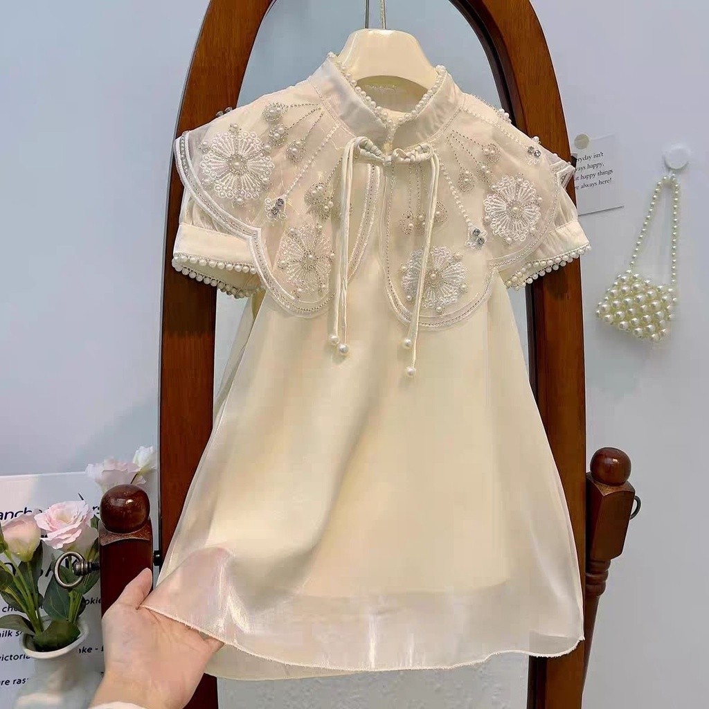 Pippikids-ชุดเดรสเด็กผู้หญิงฤดูร้อน 2023 เสื้อผ้าเด็กสไตล์ใหม่ชุดเจ้าหญิงกี่เพ้าเด็ก