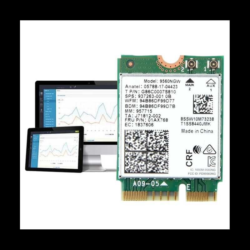 Stock&Cod】9560Ngw 【Ready Wifi Card+Antenna 1730Mbps Wireless AC 9560 Dual Band 2.4G+5G BT 5.0 802