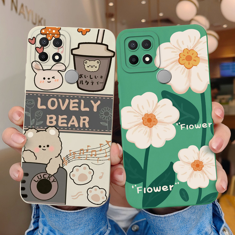 สําหรับoppo A15 A35 A15Sเคสโทรศัพท์ยอดนิยมน่ารักหมีกันกระแทกสแควร์ซิลิโคนเหลวป้องกันปกหลังสําหรับOppoA15 S OppoA35 กันชนCapa