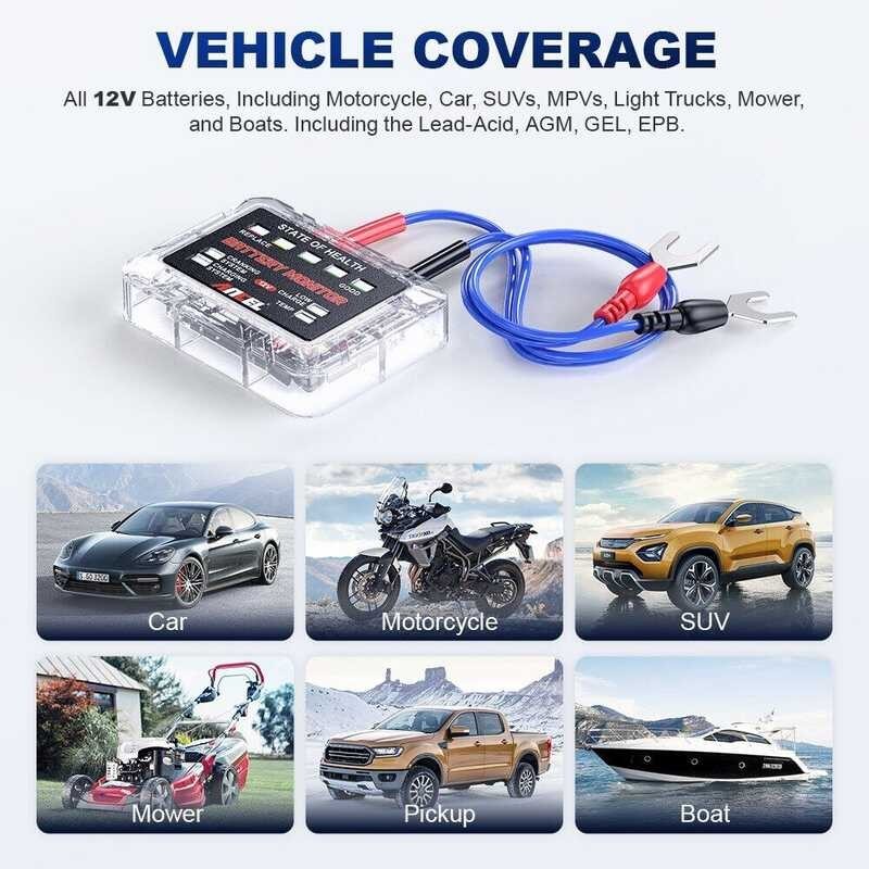 ❤ ANCEL Bm200 PRO 12V LED Car Tester Monitor Head-Up Display Waterproof SOH SOC Charging Battery