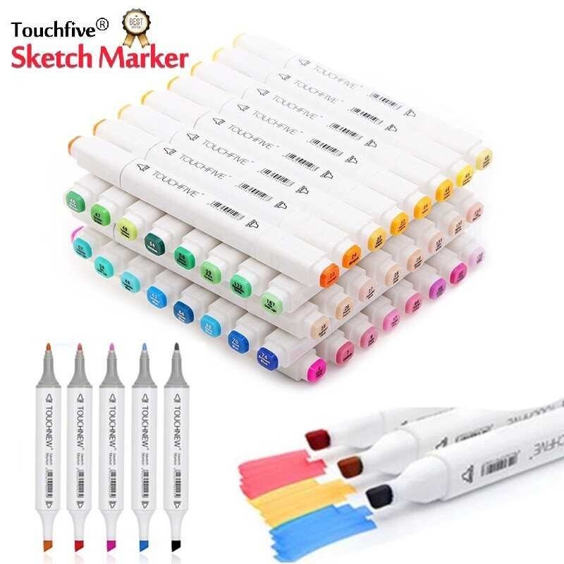 Touch AICRANE Five 80 Colors Twin Tip Pen Marker Set Dual Head Oily *ic Sketch Markers Brush s