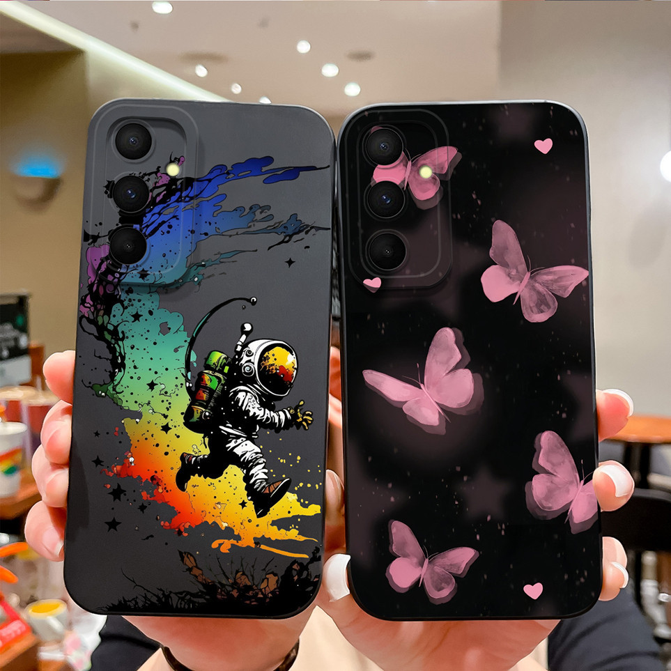 SAMSUNG สวยสําหรับsamsung Galaxy A55 A54 A53 5Gเคสโทรศัพท์ผีเสื้อนักบินอวกาศนุ่มสบายซิลิโคนปกหลังสําหรับGalaxyA55 Shell Capa SamsungA53 ปลอก
