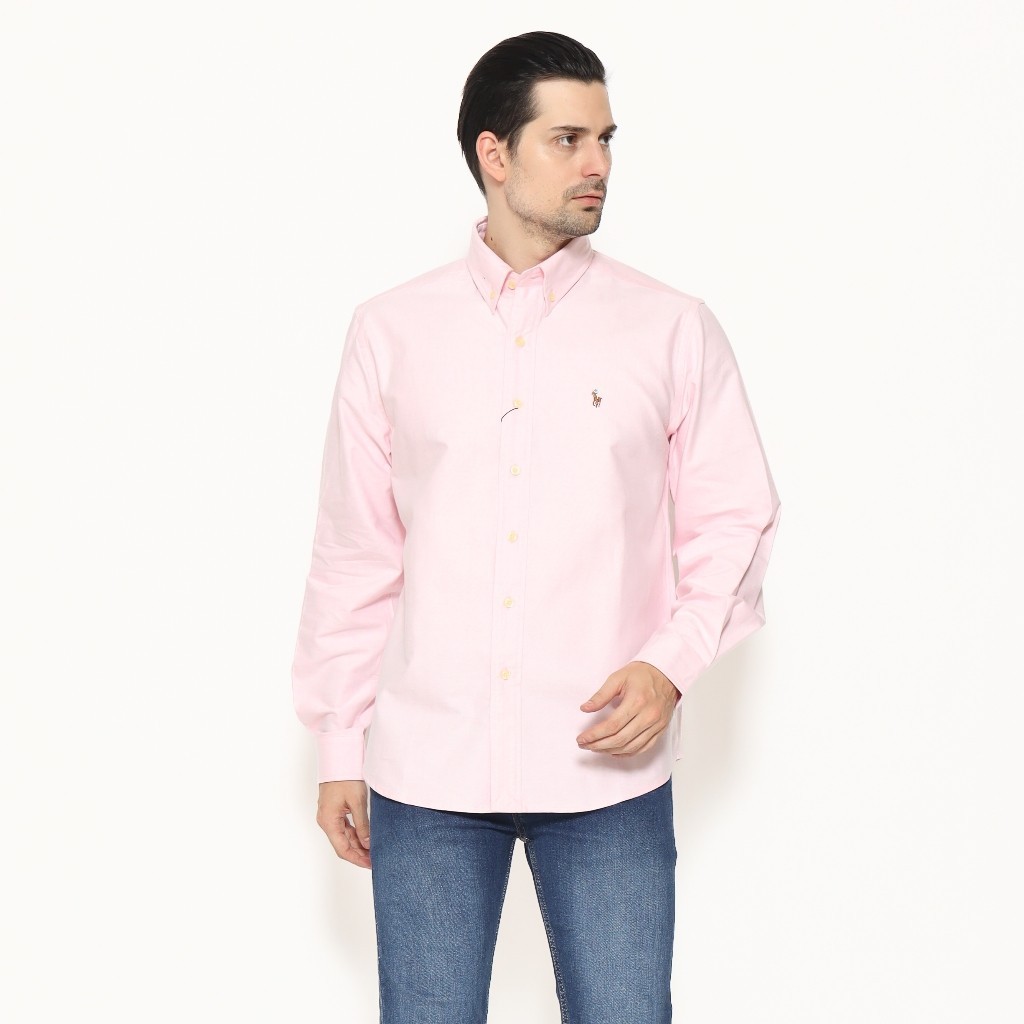 Kemeja Ralph Lauren United Men 's Oxford Shirt - Flamingo - XMLSX001P1