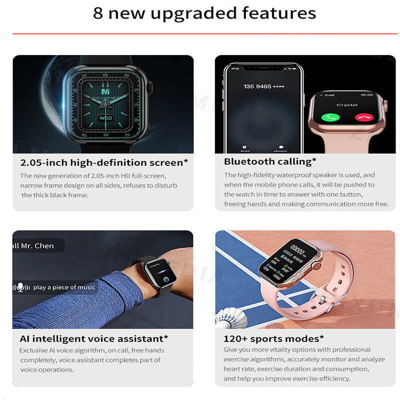 Iw9 นาฬิกาข้อมือสมาร์ทวอทช์ ~ เชื่อมต่อบลูทูธ 45 มม. วั