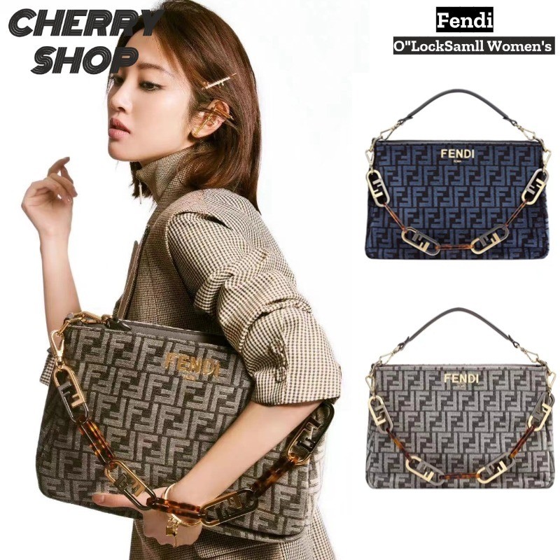 เฟนดิ Fendi O"Lock กระเป๋าถือผู้หญิง  Fendi Cowhide กระเป๋าสะพายข้าง & กระเป๋าสะพาย