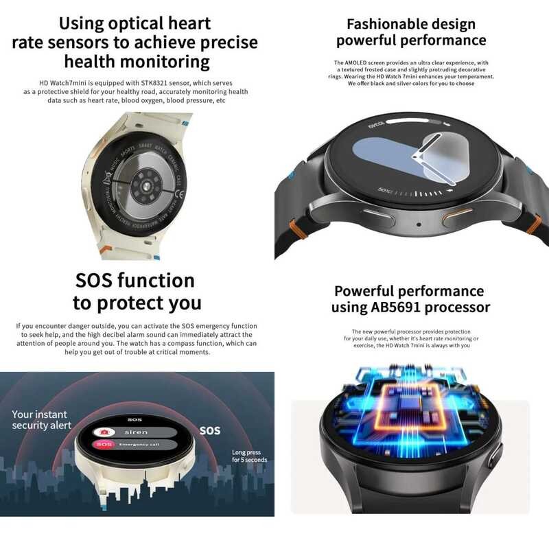 ❥ 2025 ใหม่galaxy Smart Watch 7 Miniผู้หญิงมัลติฟังก์ชั่กีฬาหน้าจอamoled Fiess ❥