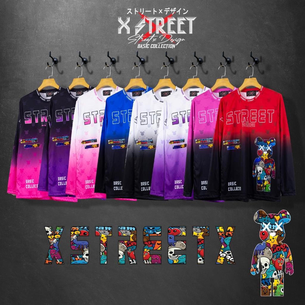 COQGM - [พร้อมส่งจากไทย] namsap XStreet TeddyBearBrick หมีแขนยาว เสื้อยืดแฟชั่นUnisex คอกลมแขนยาว ผ้าไมโครฯพิมพ์ซับลิเมชั่น 1