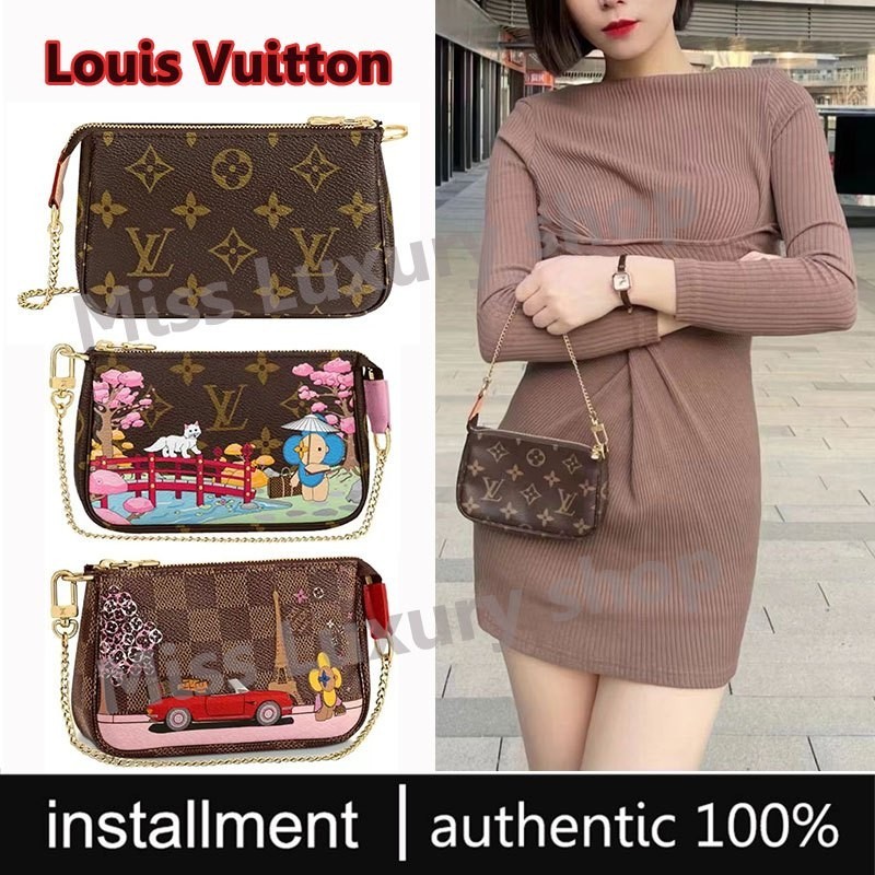 ♞Louis Vuitton/LV MIni pochette accessories กระเป๋าโซ่ M58009