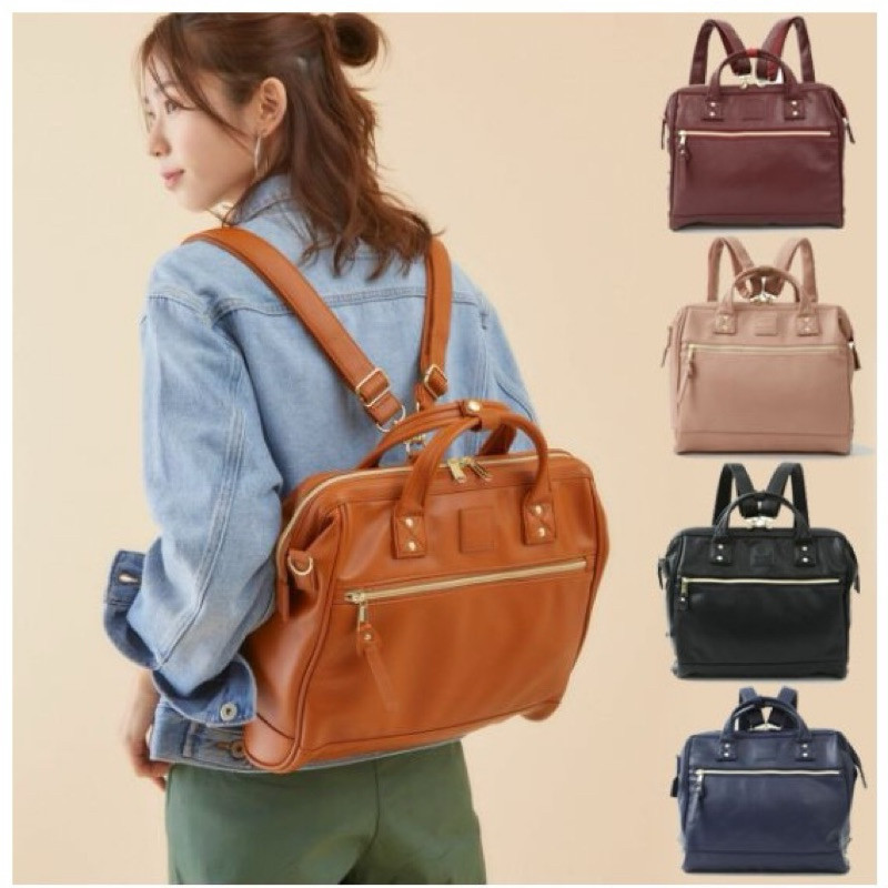 ♞,♘,♙กระเป๋าเป้ 3 Ways ของแท้ Anello PU Boston Bag Remodel