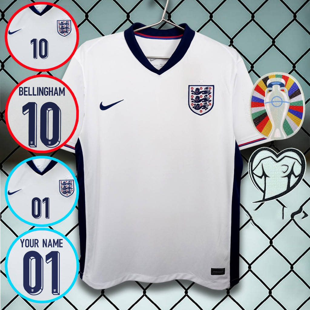 【 Jucidao557.th 】  เสื้อฟุตบอลทีมชาติ อังกฤษ / เหย้า ยูโร 2024 #AA0110 เกรดแฟนบอล รับทำชื่อ-เบอร์ ไซส์